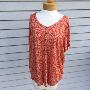 Lucky Brand 2X Plus Size Button Front Tee